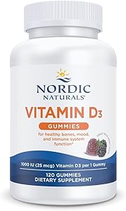 Nordic Naturals Vitamin D3 Gummies, Wild Berry - 120 Gummies - 1000 IU Vitamin D3, 1.4 mg Iron - Great Taste - Healthy Bones,