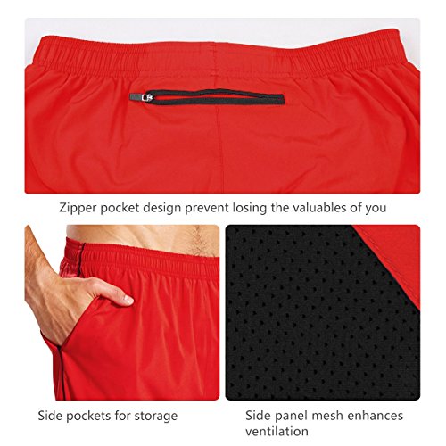 BALEAF Men's 7" Quick Dry Workout Running Shorts Mesh Liner Zip Pockets