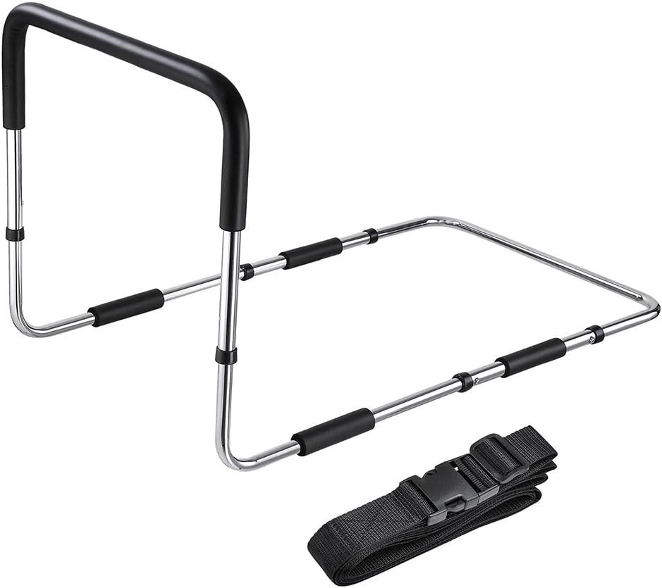 AW Medical Supply Bed Rail Handle Adjustable Height Bed Assist Bar Grab Bar Safety Hand Rail with Safety Strap: Health & Personal Care