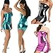 Fineyhope Gothic Hot Sleeveless Dress Metallic Wetlook Clubwear Stripper