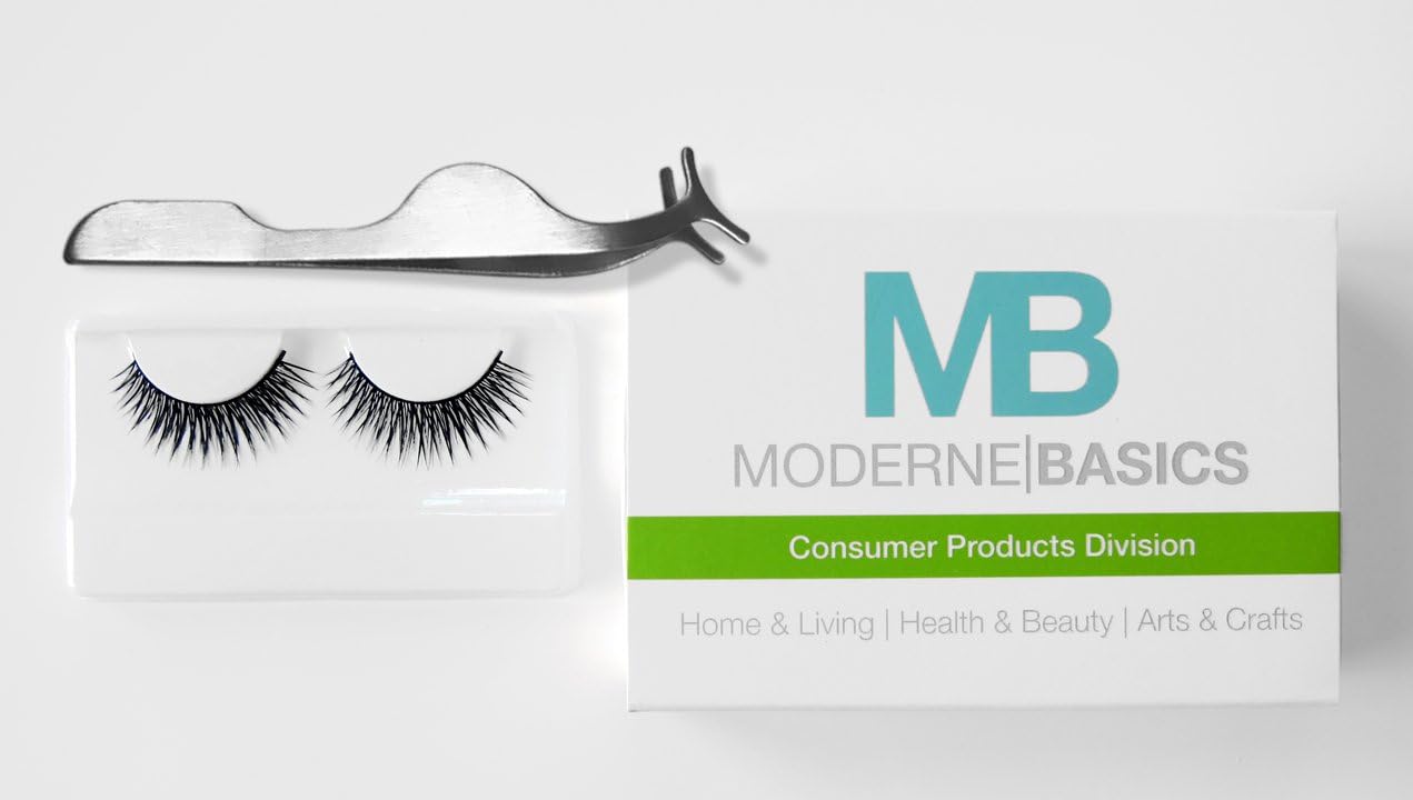 MB Beauty Eyelash Extension Tweezer + Pair of Naturally Voluminous Faux Eyelash Extensions (Tweezer+ 1 Pair)