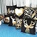 Monkeysell Bronzing Flannelette Home Pillow Cases Throw Pillow Covers Decorative Cushion Love Black Heart Pattern Design for Square Sofa Home 18 x 18