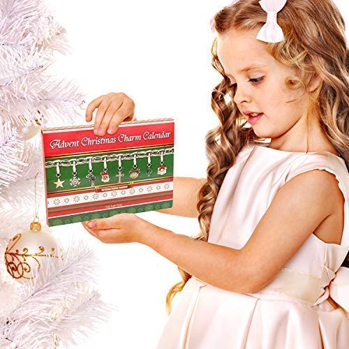 Advent Calendar Charm Bracelet Necklace DIY 22 Charms Set Fashion Jewelry Advent Calendars for Kids Toy