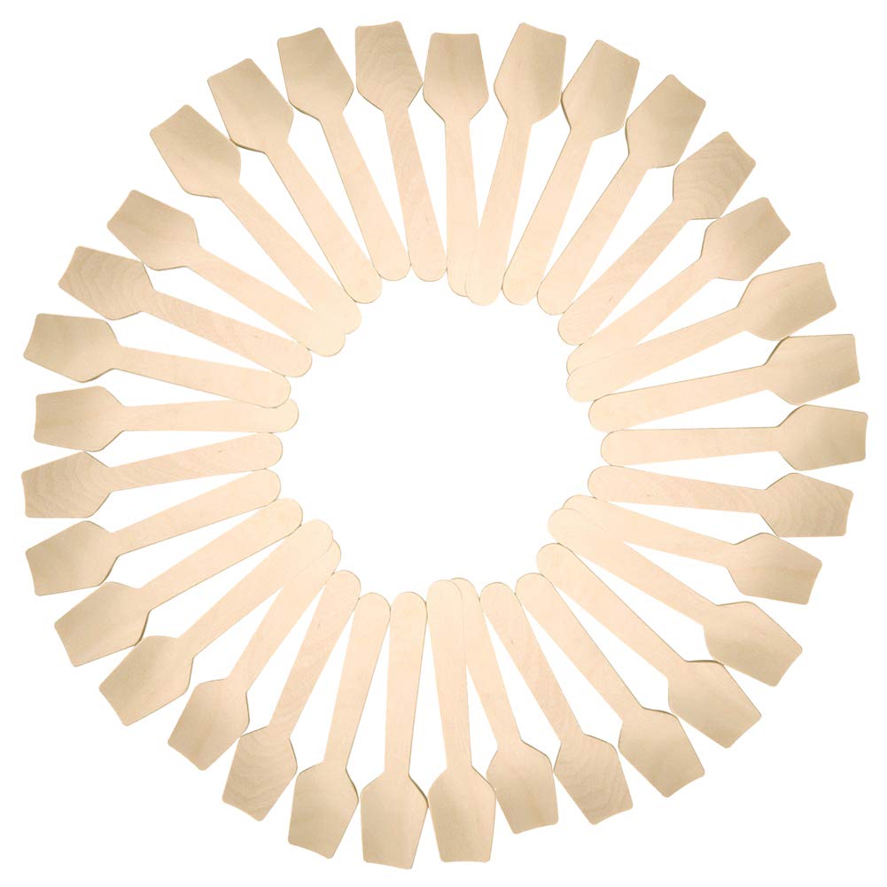 Disposable Wooden Spoons,200 Pcs Bulk Mini Natural Wooden Cutlery Set,3.9 * 0.94 Inch Ice Cream Dessert Spoons for Summer,Teaspoons for Party Paper Plates,Dessert Paper Bowls