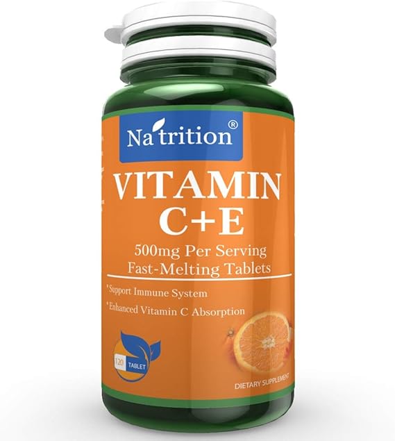 Vitamin C Plus E Fast Melting Tablets, chewable 500 mg per