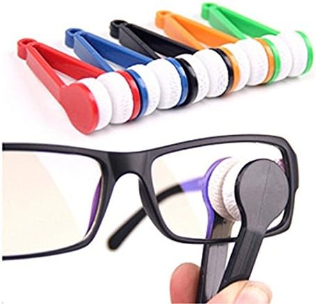 Dciko 5 Pcs Mini Sun Glasses Eyeglass Microfiber Spectacles Cleaner Soft Brush Cleaning Tool Mini Microfiber Glasses Eyeglasses Cleaner Cleaning Clip (Random Color)