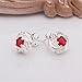 NYKKOLA 925 Sterling Silver Fashion Beautiful Crystal Ruby Stud Earring For Women Girls