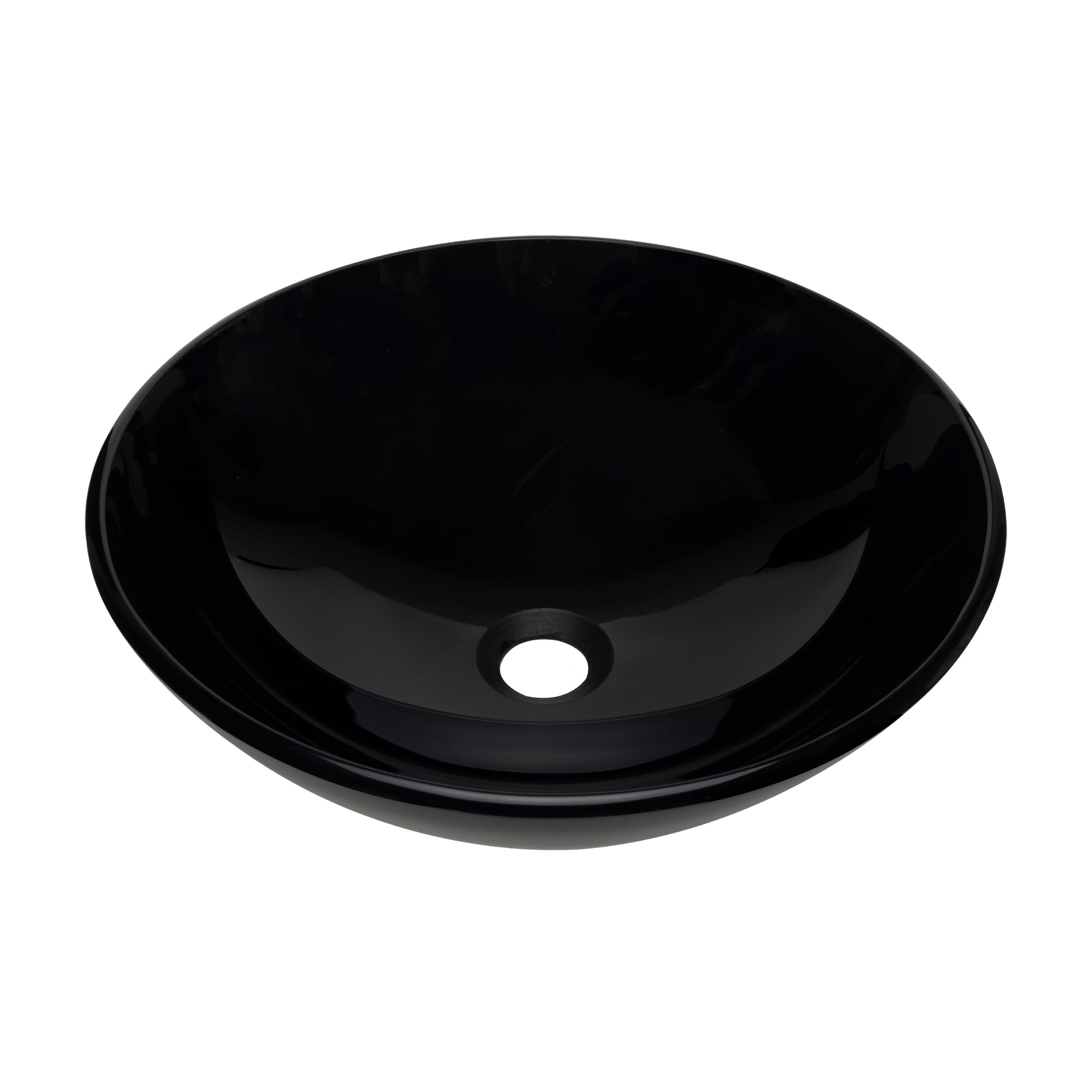 Photo 1 of YIMAI Vessel Sink Bathroom Bowl, Black Glass Round Sink 13.8" Countertop Vanity Basin,Tempered Glass Modern Above Counter Bathroom Sink for Small Space