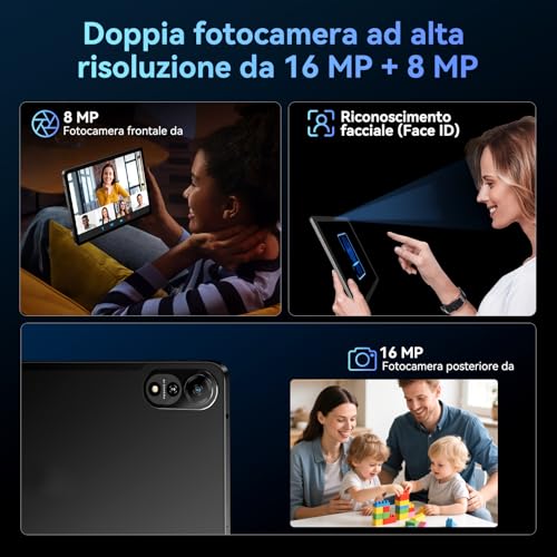 2026 Android Tablet 16, 12 Inch Tablet with Keyboard, 4G LTE+5G WiFi,24GB RAM+128GB ROM, Octa-Core Tablets with Pen/Mouse for Work and Study, 9000mAh,WideVine L1/Gemini AI/GPS/Face ID, 4 Year Warranty
