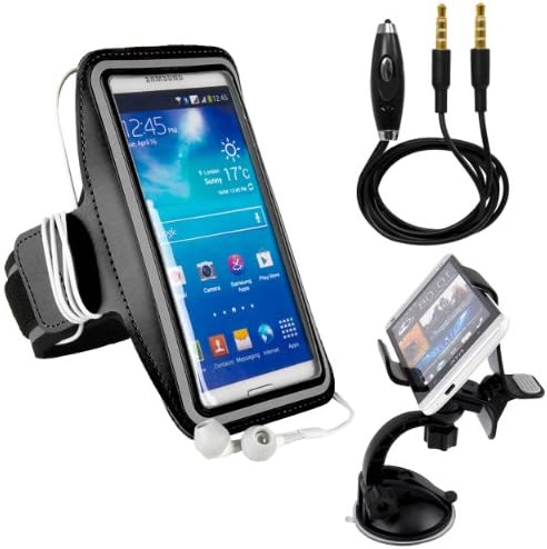 Sony Xperia XZ, X Compact / Motorola E3, G4 / HTC One S9, 10, Premium Water Resistant Sports Armband with Key Holder (10-18" Strap) + Auxiliary Cable + Windshield Car Mount
