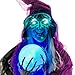 Halloween Haunters 6 Foot Animated Standing Spell Casting Purple Wicked Witch with Magic Crystal Ball Prop Decoration - Speaks, Cackles, Flashing Green LED Eyes, Light Up Crystal Ball, Witches Brew