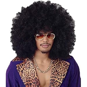 Peluca XXL rizada tipo afro, color negra, para carnaval, disfraces