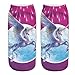 Epeius 6 Pairs Girls'/Women's Cartoon Unicorn No Show Socks with Box Value Pack,White/Pink/Blue/Purple,Women Shoe Size 5-8.5