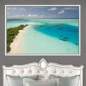 signwin Framed Canvas Wall Art Coastal Scenery Aerial...