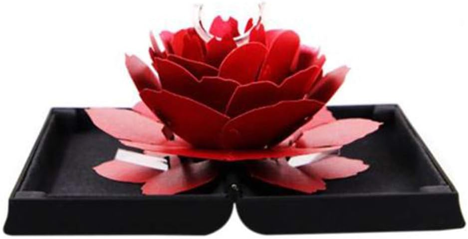 Fenebort jewelry,3D Pop Up Rose Ring Box Wedding Engagement Jewelry Storage Holder Case Bump,for Women,Valentine's Day Gifts (Black)