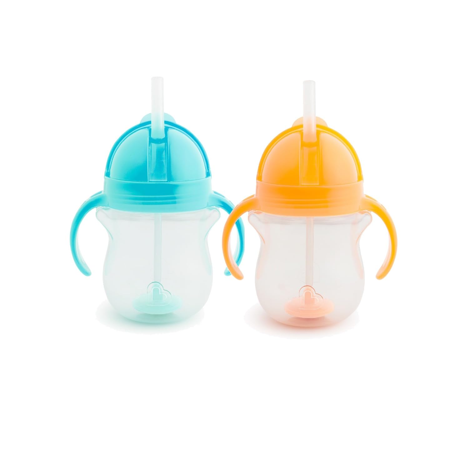 Munchkin Click Lock Tip & Sip Straw Cup Set | Baby Toddler Sippy Cups with Straw | BPA Free | Leakproof | Dishwasher Safe | Baby Cup Weighted Straw | 7oz/207ml | 2 Pack | Blue/Orange
