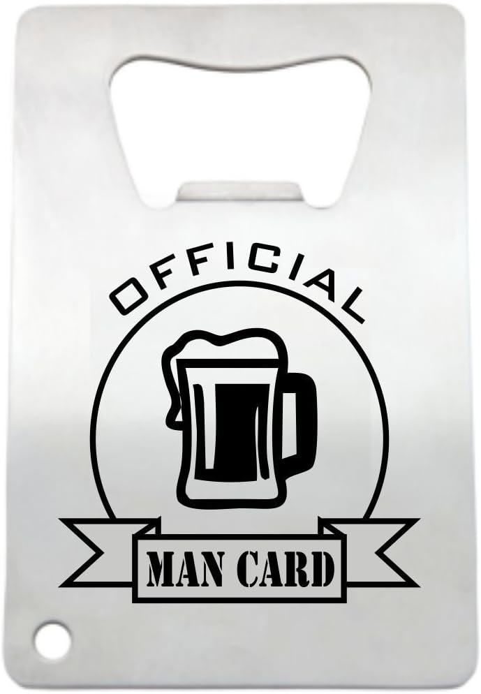 Man Card Bottle Opener by LazerDesigns - Credit Card Size Heavy Duty Stainless Steel Flat Bottle Opener - Laser Engraved Man Card Perfect Gift for Men