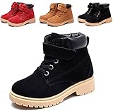 DADAWEN Boy's Girl's Classic Waterproof Leather Outdoor Velcro Strap Winter Boots (Toddler/Little Kid/Big Kid)