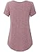 Vinmatto Women's Scoop Neck Pleated Blouse Top Tunic Shirt(XL,Red)