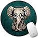 Marphe Mouse Pad Green Pattern Headset Music Elephant Mousepad Non-Slip Rubber Gaming Mouse Pad Round Mouse Pads for Computers Laptop