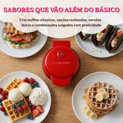 Máquina de Waffle e Donuts 110V 3 em 1 Mini - Waffleira Elétrica Compacta com Placas Removíveis com Formato Coração Laváveis em Lava-Louças, para Waffle, Donuts, para Café da Manhã Lanches, Sobremesas