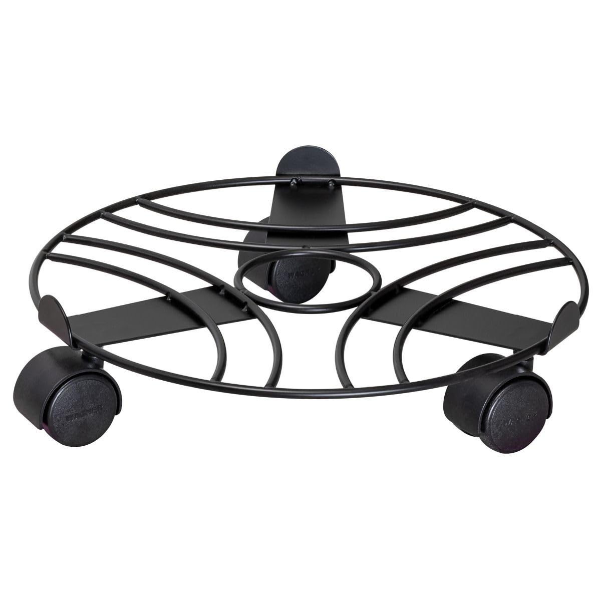 WAGNER Plant trolley BLACK Ø 30 x 6,5 cm I Black edition plant trolley for indoor use I Flower trolley made of steel, black coating I Container trolley with limitation I Load capacity 60 kg - 20093501