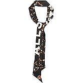 AllSaints Women's Kateri Black Leopard Skinny Scarf, Fashion Neck Scarf for Daily Wear, 100% Silk, Black
