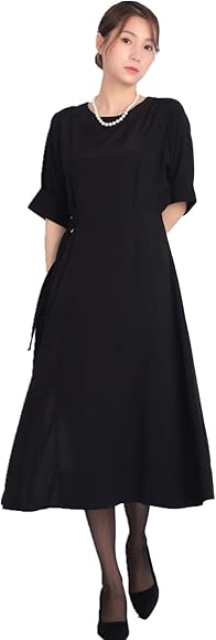 Amazon Co Jp Syokyoブラックフォーマル 喪服 夏対応 ゆったり 礼服 レディース ワンピース 冠婚葬祭 9 ブラック 服 ファッション小物