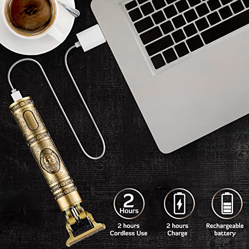 Hair Clippers for Men, Cordless Rechargeable Hair Trimmer Professional Hair Trimmer T Blade Trimmer Zero Gapped Trimmer, Electric Beard Trimmer Shaver Hair Cutting Kit for Men (Gold)