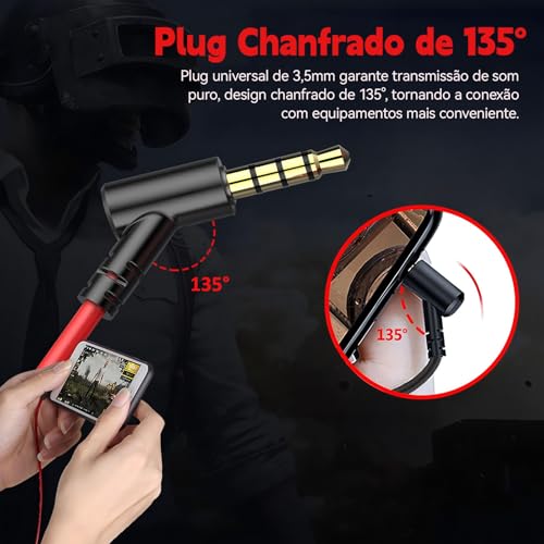 Fones de Ouvido com Fio Microfone Para Jogos, Fone com Fio para jogos, Compatíveis com PC, PS4, PS5, Xbox One, Fones Estéreos com Graves Destacáveis, Cancelamento de Ruído, com Microfone (negro)