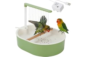 Parrot Bath, Automatic Parakeet Bird Bath with Pump, Bird Shower Fountain, Parrot Water Bathtub for Small & Medium Birds Budg