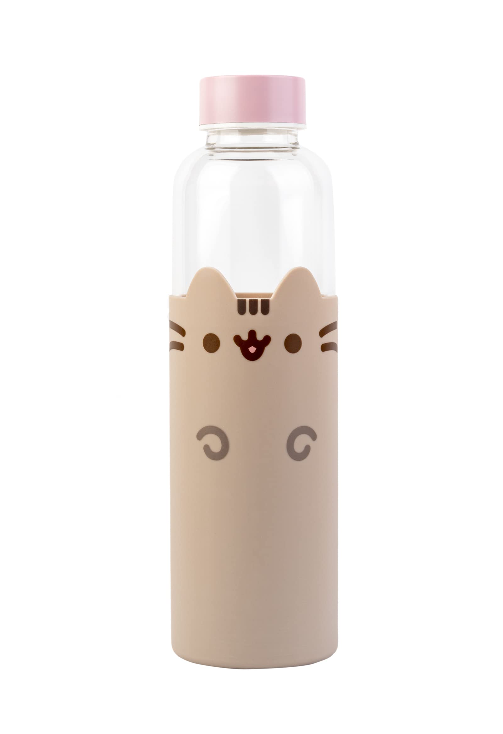 Grupo Erik Glass Water Bottle - Pusheen Gifts For Cat Lovers | 17oz - 500ml Water Bottle Hot and Cold, Gym, Travel Bottles | Pusheen Cat Gifts