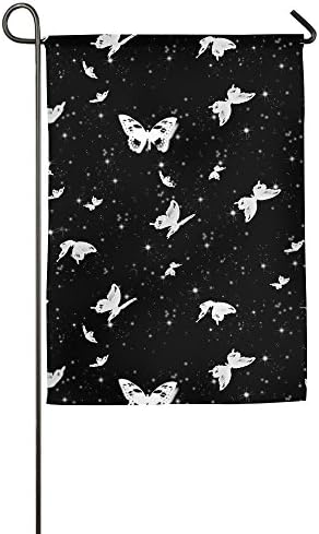 White Butterflies Star Sparkle Garden Flag House Banner Gifts Nativity Decorative Party Yard Be Merry