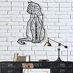 Geometric Cat Metal Wall Art Metal Cat Decor Wall Silhouette Metal Wall Decor Home Decoration Living Room Decor (15″ W x 24″ H / 38×61 cm)