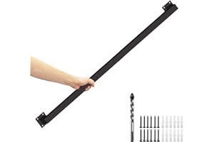 ACQUAN 2FT Black Industrial Iron Hand Railing, Wall Support Handle for Indoor Stairs & Outdoor Decks, Non-Slip & Rust-Resistant