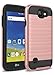 LG K4 Case, LG Optimus Zone 3 Case, LG Spree Case, LG Rebel LTE Case, kaesar Brushed Metal Texture Hybrid Dual Layer Slim Cover for LG K4 / LG Optimus Zone 3 / LG Spree / LG Rebel - Rose Gold