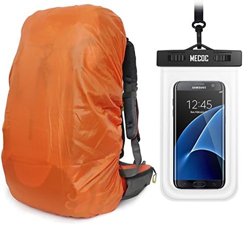 MECOC Ultralight Backpack Rain Cover with PU Stored Bag&Cellphone Waterproof Case,3 Color Available,15-90L for Camping,Hiking,Cycling,Waterproof case for iPhone 6S 6, S7 Edge,S7,Up to 6 inches