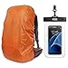 MECOC Ultralight Backpack Rain Cover with PU Stored Bag&Cellphone Waterproof Case,3 Color Available,15-90L for Camping,Hiking,Cycling,Waterproof case for iPhone 6S 6, S7 Edge,S7,Up to 6 inches