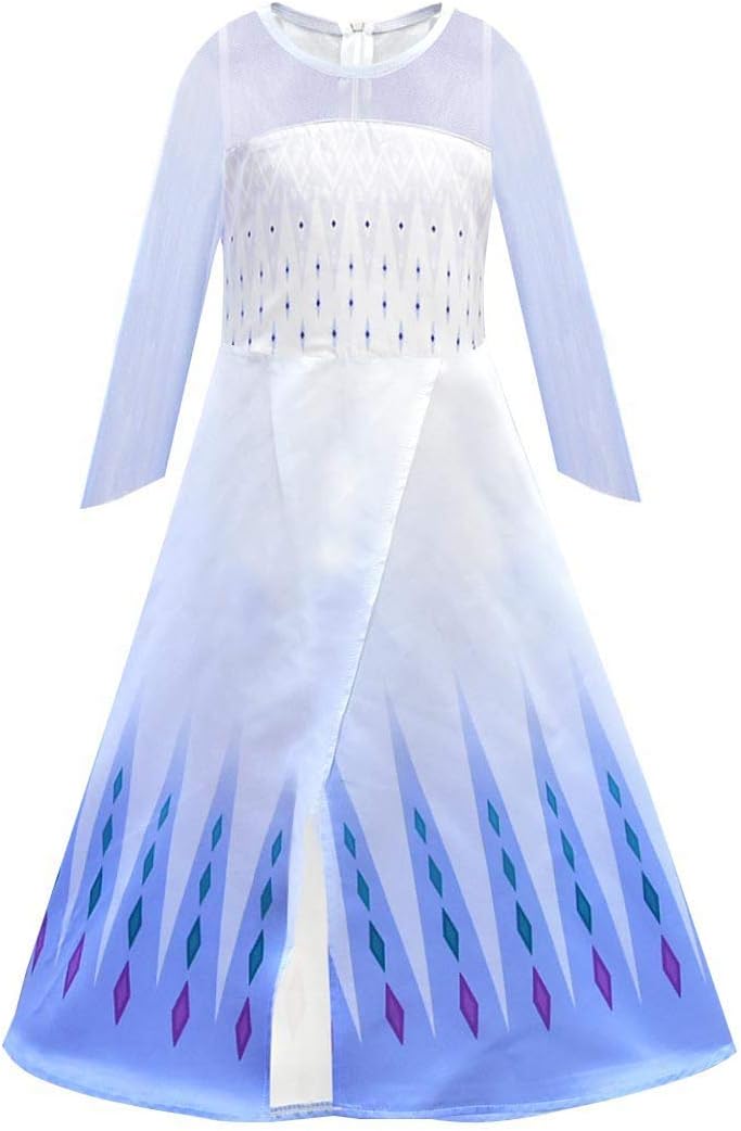 Girl's Princess Inspired Snow Queen Party Cosplay Costume White Dress Age 2+