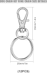 hioseyre 12 Pcs Key Rings Swivel Lobster Clasps Metal Clips Silver view 2