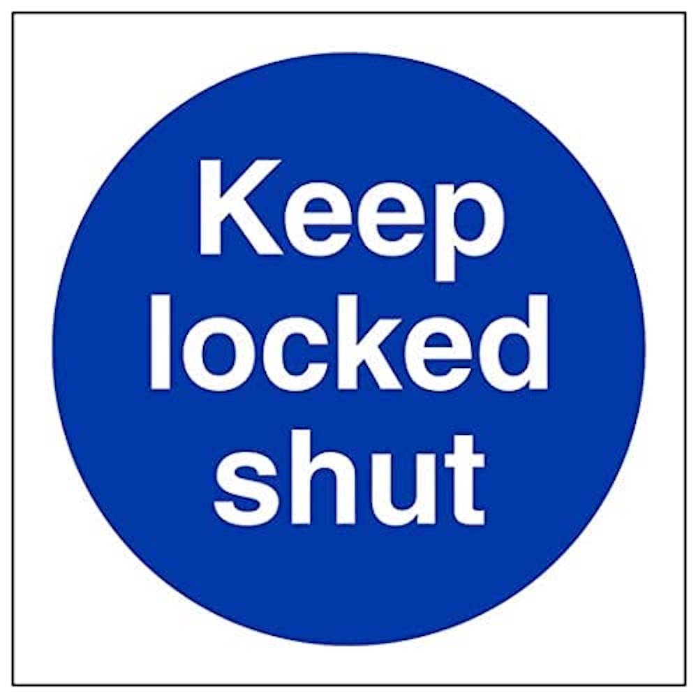 V Safety Eco Friendly Fire Door and Mandatory- Keep Locked Shut - 150 x 150 mm Safety Sign