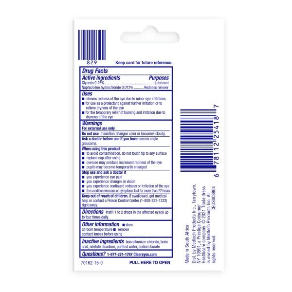 Clear Eyes Redness Relief Eye Drops Handy Pocket Pal 0.20 oz ( 12 pack)