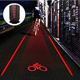 Crtch Bike Tail Light Ultra Bright Bicycle Laser Rear Light - Cycling Projector Safety Warning Lamp- Water Resistant- Back Flashlight for Mountain Bike- 2 Laser 5 LEDs
