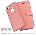 ANOVO Case for iPhone SE [2 in 1], iPhone SE Wallet Case [Detachable Wallet Folio] [Premium Vegan Leather] iPhone SE 5 5S Leather Case with Wrist Strap Gift Box Package (Coral Pink)