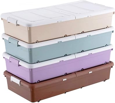QXTT Juego De 4 Cajas De Almacenamiento con Ruedas Plástico con Tapa