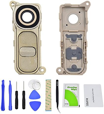 IAGREE Back Rear Camera Lens glass with Frame Power Volume Button Assembly for LG G4 Replacement Spare Parts (Gold)