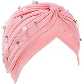 Fxhixiy Turban Hats for Women Beaded Pre Tied Knot Hats Chemo Beanies Headwrap caps for Cancer Hair Cover