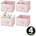 mDesign Medium Soft Fabric Nursery/Playroom Closet Storage Organizer Bin Box with Front Handle for Cube Furniture Shelving Units - Holds Toys, Clothes, Diapers, Bibs, 4 Pack, Pink/White Polka Dot