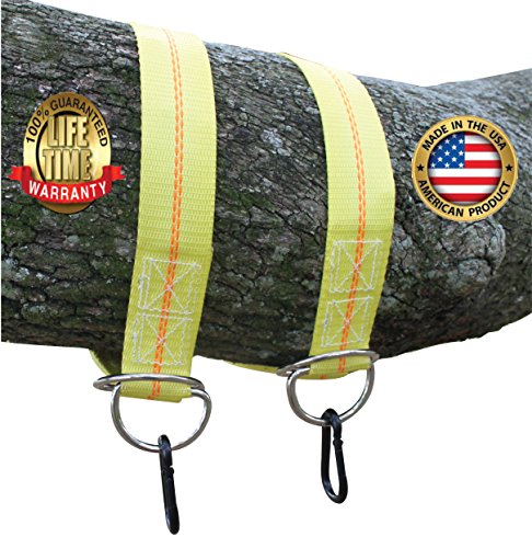 Safe-T-Swing - Tree Swing Hanging Kit - 12,000 lb. Polyester Webbing - 2 Straps per Set - With Carabiners - Made in USA