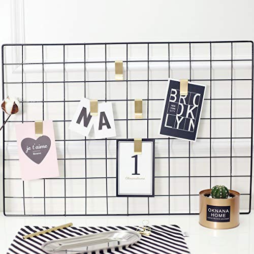 GBYAN Grid Wall Panel Decorative Iron Rack Clip Photo Holder, Painted Wire Photograph Hanging Picture Multifunctional Hanging Display Wall Storage Organizer,25.6inch x17.7inch, (2 Pack) (6575)